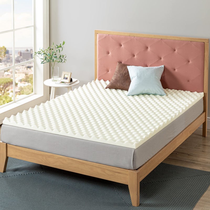 ZINUS 2 Inch Copper Cooling Memory Foam Mattress Topper With Airflow Design, Full, White - Image 2