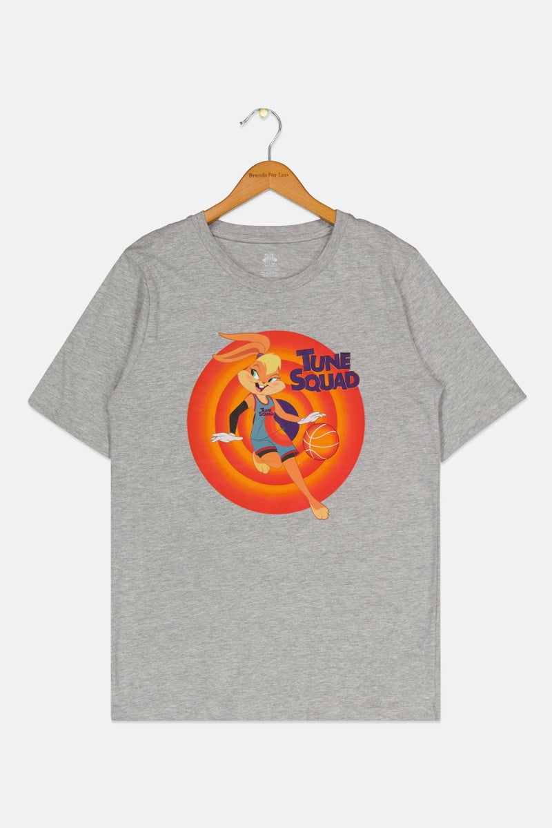 Space Jam تي شيرت للأطفال الأولاد بطباعة جرافيك، رمادي - Image 1