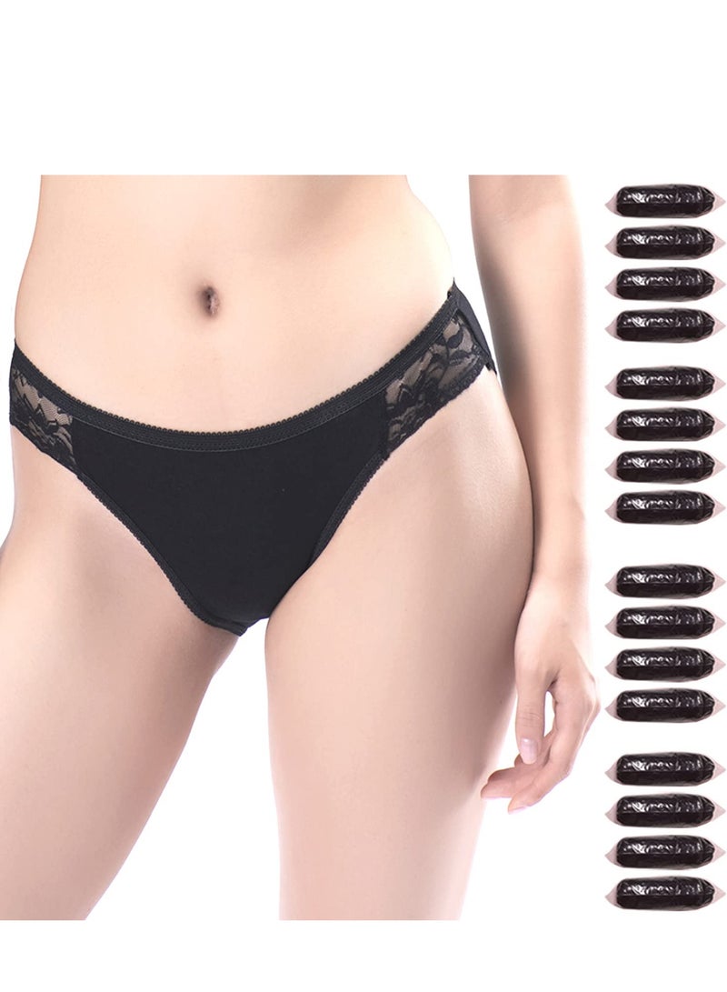 16 Pcs Women's Disposable Lace Panties - Elegant Black Briefs for Travel, Hotel, Spa, and Hospital Emergencies (Size L) - Perfect for On-the-Go Comfort and Convenience. - Image 1