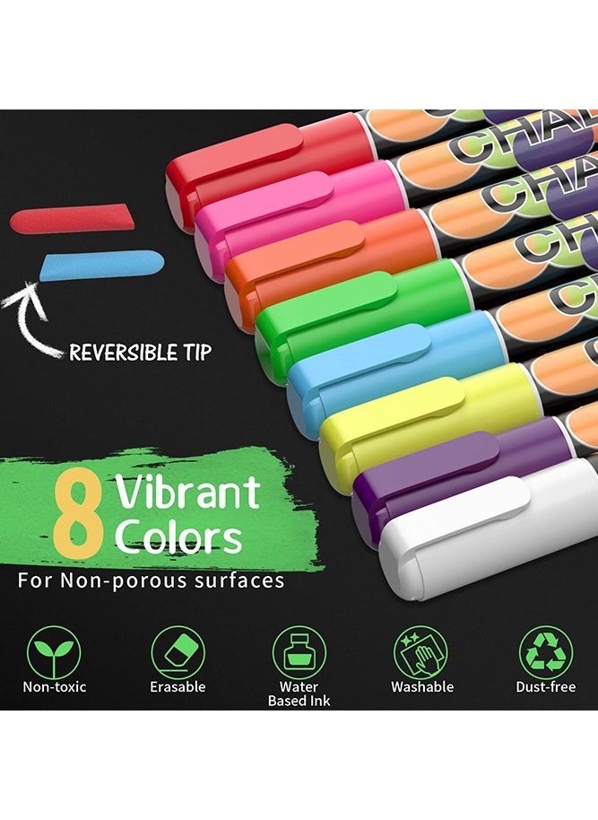 Generic 8 Pcs Liquid Erasable Chalk Markers Set, 8 Colors Highlighter Marker Pens for Flashing LED Lighted Board Blackboard Whiteboard Chalkboard Menu Message Board Glass Window  - Image 2