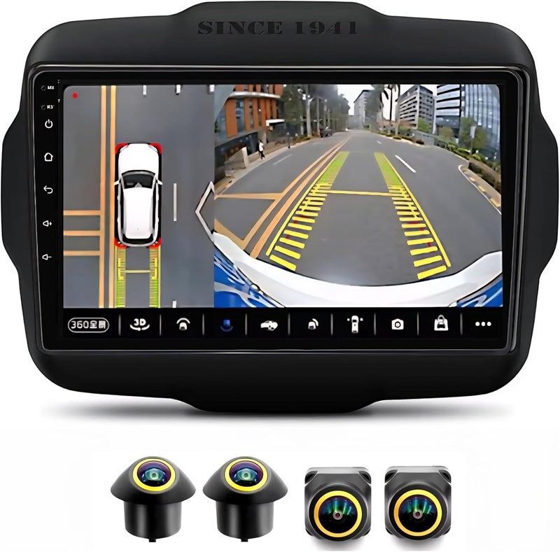 فيريكس ستيريو سيارة لجيب رينيجيد شاشة أندرويد رينيجيد 2015-2021 يدعم كاربلاي أندرويد أوتو لاسلكي واي فاي DSP FM&AM BT AHD كاميرا (4 جيجابايت رام كاميرا 360 درجة) - Image 1