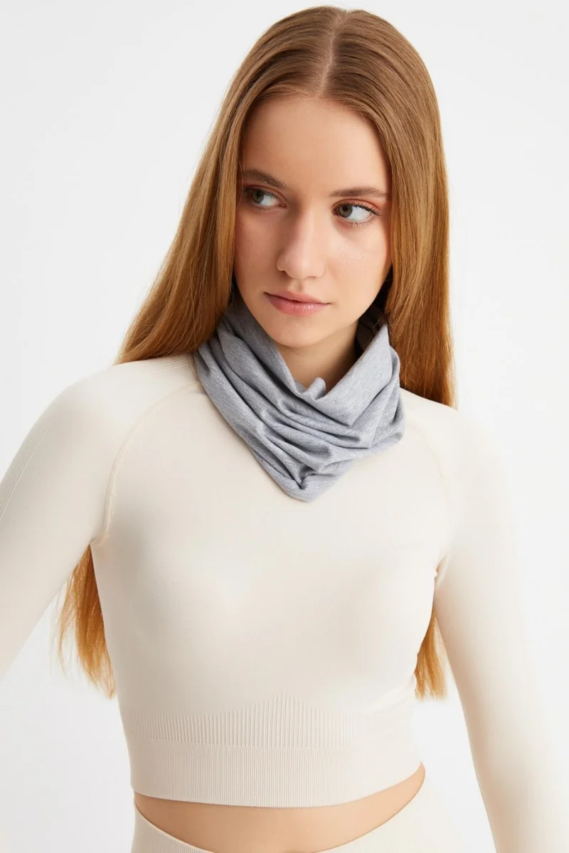 بوتيكجيز Light Gray Women's 4-Functional Protector, Cotton, Flexible, Sweatproof, Bandana, Neck Collar, Buff, Mask