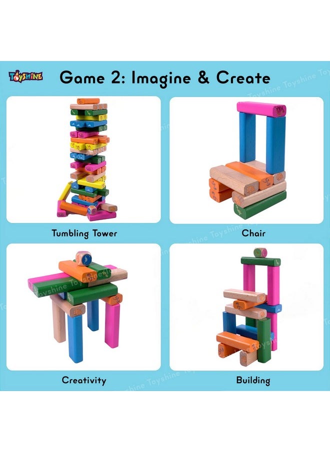 Toyshine Toyshine 54pcs Dino Theme Building Blocks Balancing Tower Montessori Learning Sorting Toys for Toddlers and Family- Multi  - Image 3