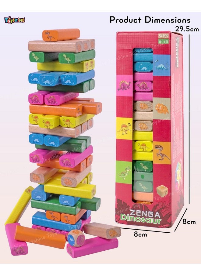 Toyshine Toyshine 54pcs Dino Theme Building Blocks Balancing Tower Montessori Learning Sorting Toys for Toddlers and Family- Multi  - Image 5