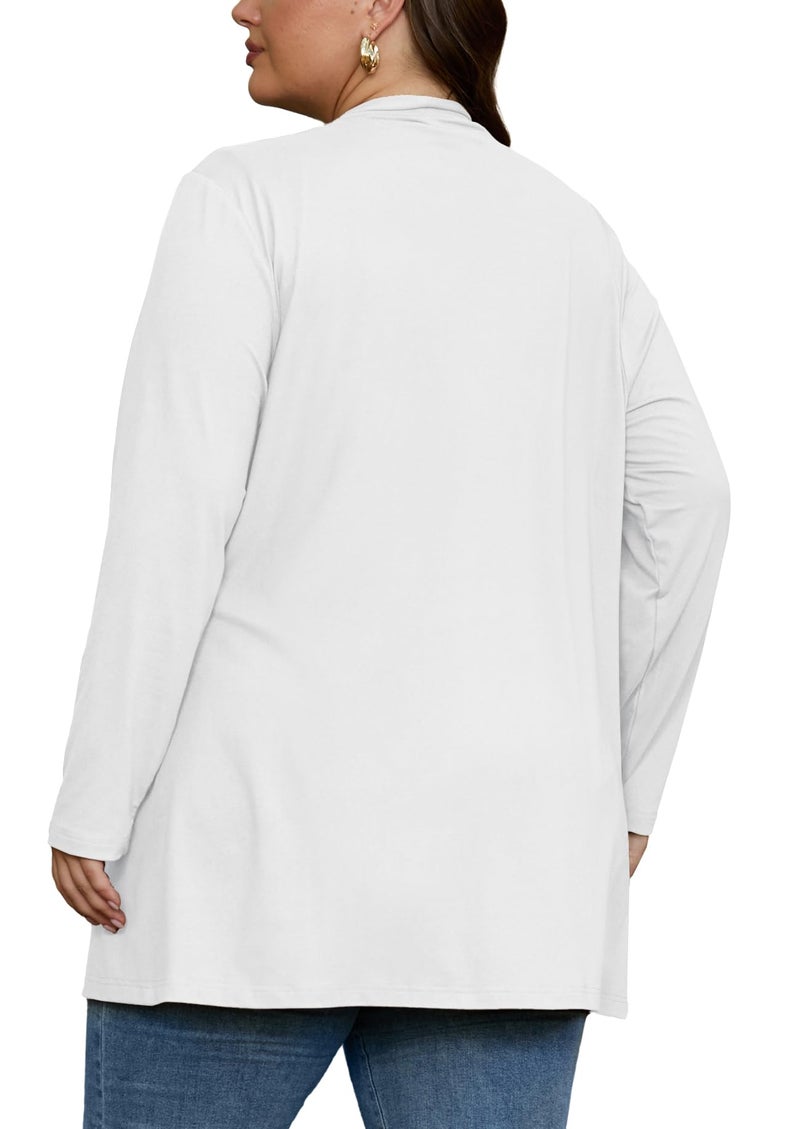 OLRIK Plus Size Sweaters for Women Kimonos for Women Plus Size Fashion White-3X - Image 4