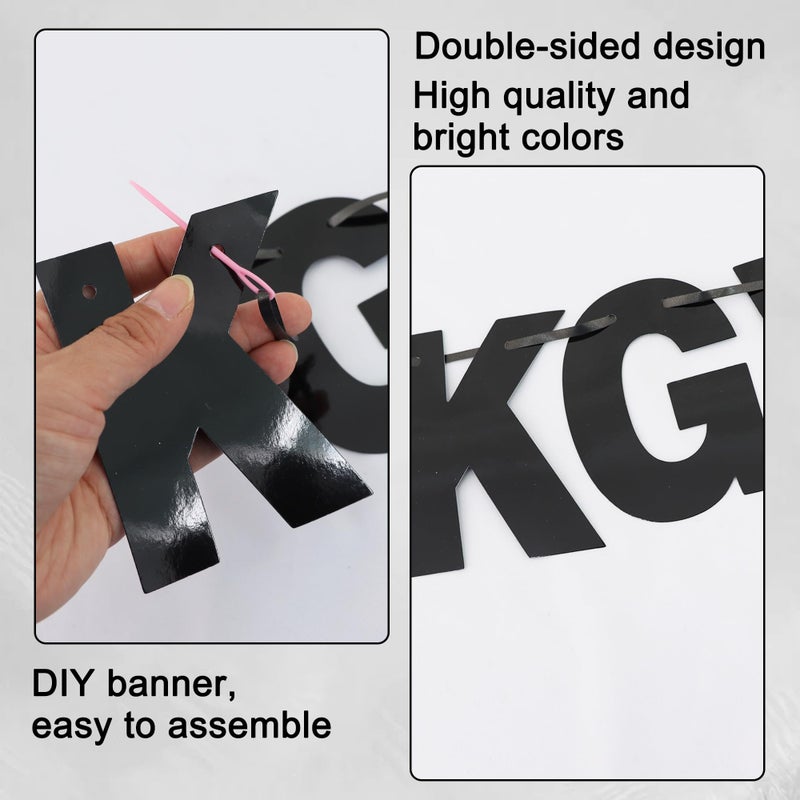 BEISHIDA Double-Sided Black 116 PCS DIY Letter Banner Kit Make Your Own Banner,Including 111 Letters and Numbers 3 Rope and 9 Threading Device,Customized for Birthday Graduation Wedding Decor - Image 3
