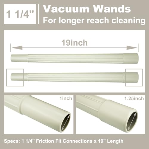 HASMX 19 inch Length Vacuum Wand Attachment, Replacement Vacuum Cleaner Wand Tube, Plastic Wand Pipe, Vacuum Attachment White Plastic Wand Pipe Hose Tool Extension 1.25 ID (2-Pack) - Image 4