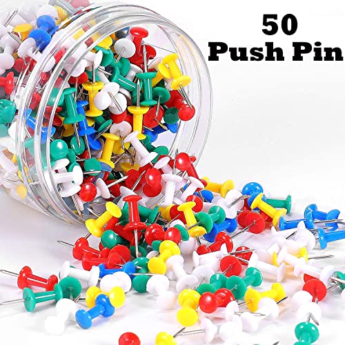 Eduway 50 - Piece Decorative Multicolor Push Pins, Board Pins,Thumb Pins, Tracks & Pins Gem Pins for Notice, Bulletin, & Display Boards etc. | Ideal for Office, Home, School & Kids - Image 2