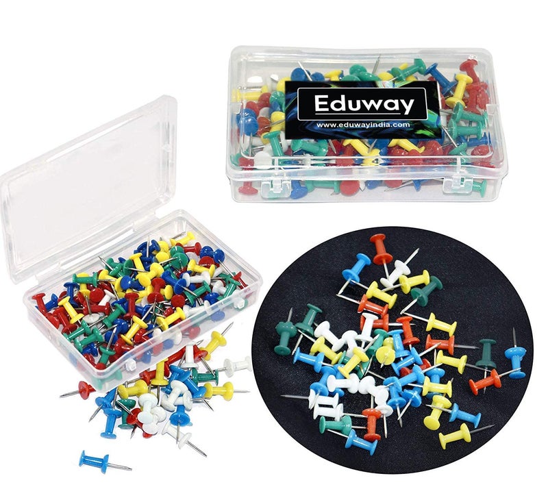 Eduway 50 - Piece Decorative Multicolor Push Pins, Board Pins,Thumb Pins, Tracks & Pins Gem Pins for Notice, Bulletin, & Display Boards etc. | Ideal for Office, Home, School & Kids - Image 3