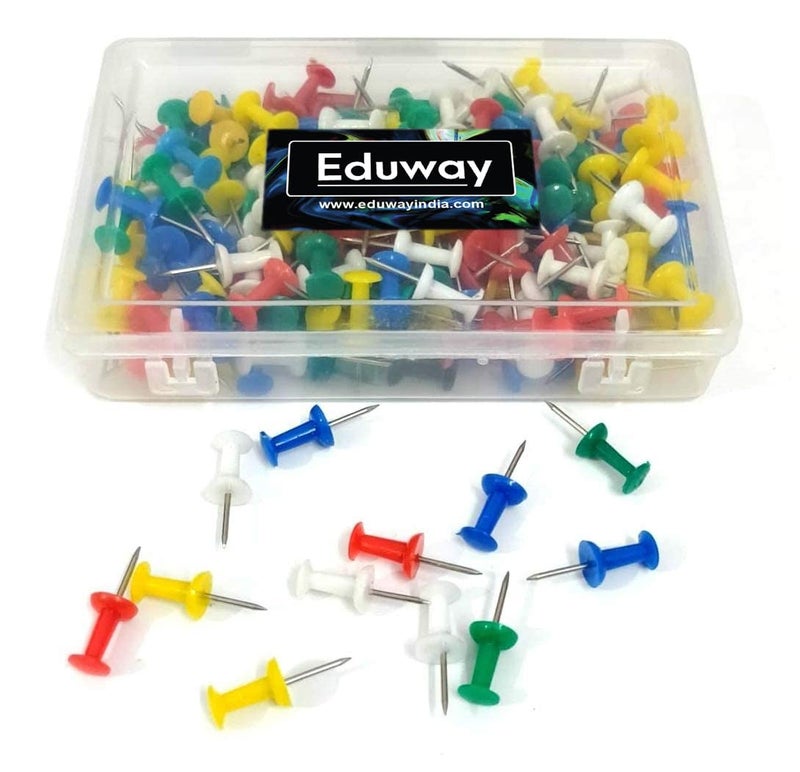 Eduway 50 - Piece Decorative Multicolor Push Pins, Board Pins,Thumb Pins, Tracks & Pins Gem Pins for Notice, Bulletin, & Display Boards etc. | Ideal for Office, Home, School & Kids - Image 4