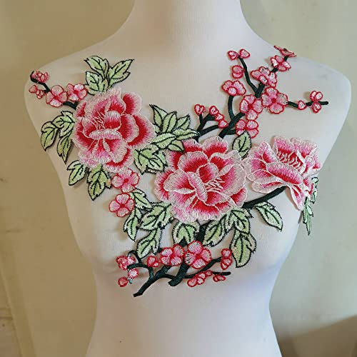 ZALALAA 2pcs Flowers Embroidered Patch Sticker for Clothing Jacket Jeans Lace Applique DIY Clothes Decorations Fabric Patches Pink - Image 1