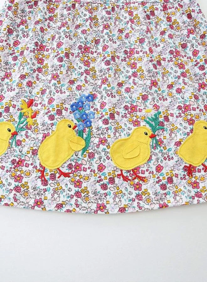YUNIQEE Floral Chicken Applique Dress