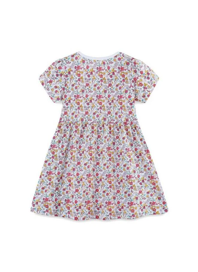 YUNIQEE Off White Fit & Flare Crew Neck Printed Dress
