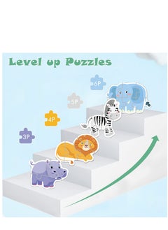 SYOSI Toddler Puzzle Animal Shape Wooden Block Montessori Jigsaw Puzzle with Board Level-Up Puzzles for Beginner Preschool Learning Toys for Kids Educational Games Kindergarten Gifts for Boys Girls  - Image 2