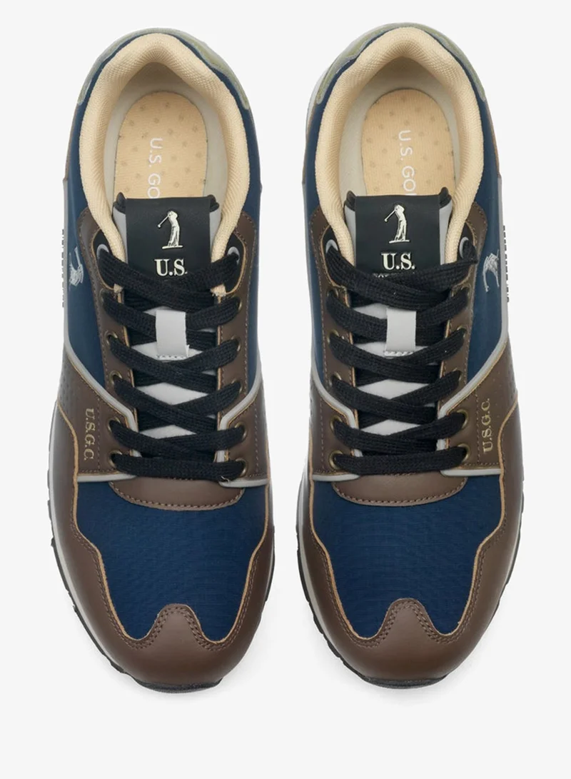 يو اس غولف كلوب Men's Casual Lace-Up Sneakers – Brown & Navy