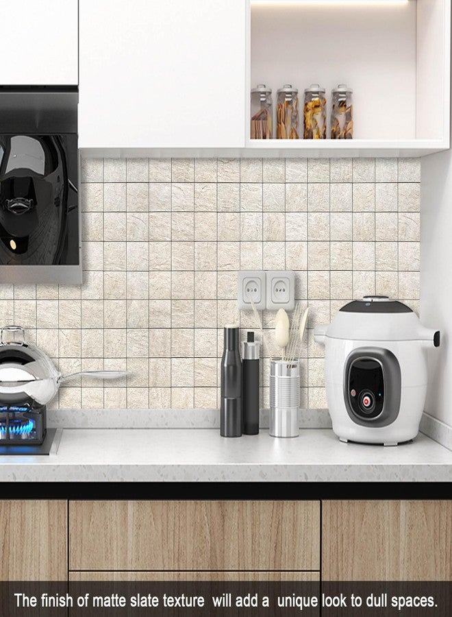 BeNice Kitchen Peel and Stick Tile Backsplash Bathroom Self Adhesive Stone Mosaic Thick Wall Stickers 12"x12"(Beige,10 Sheets) - Image 4