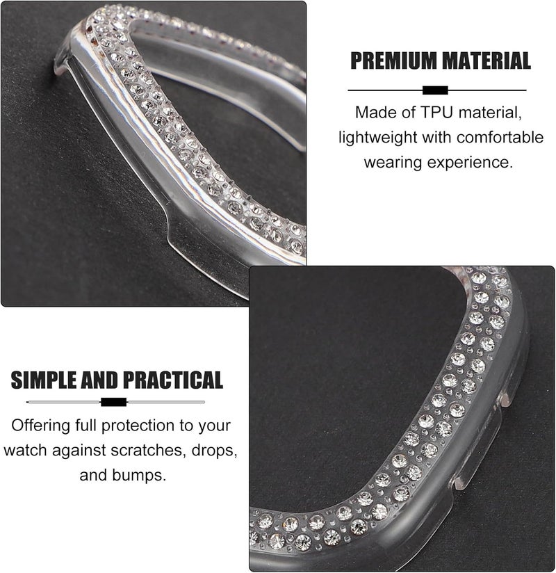 Hemobllo Smartwatch TPU Edged Protective Cover Anti-Scratch Bumper Case Diamond PC Frame Case for Women Men - Image 3
