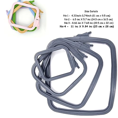 Nurge Square Embroidery Hoop - Plastic Cross Stitch Frame for Needlepoint & Embroidery - Adjustable Craft Hoop - Anthracite - No:4 (Large) - Image 2