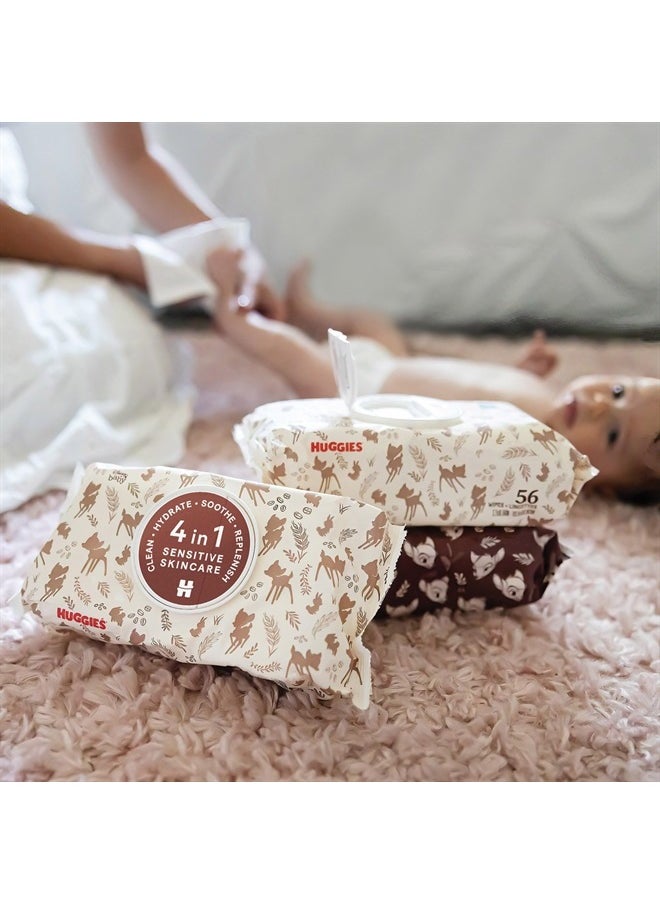 Huggies Calm Baby Diaper Wipes, Unscented, Hypoallergenic, 10 Push Button Packs (560 Wipes Total)