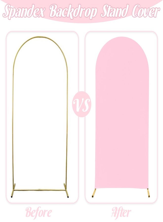 Fivenl Spandex Fitted Wedding Arch Cover 6FT Pink Arch Backdrop Cover, Round Top Chiara Backdrop Stand Covers for Wedding Birthday Party Baby Shower Banquet Arch Decoration (Pink, 6FT) - Image 4