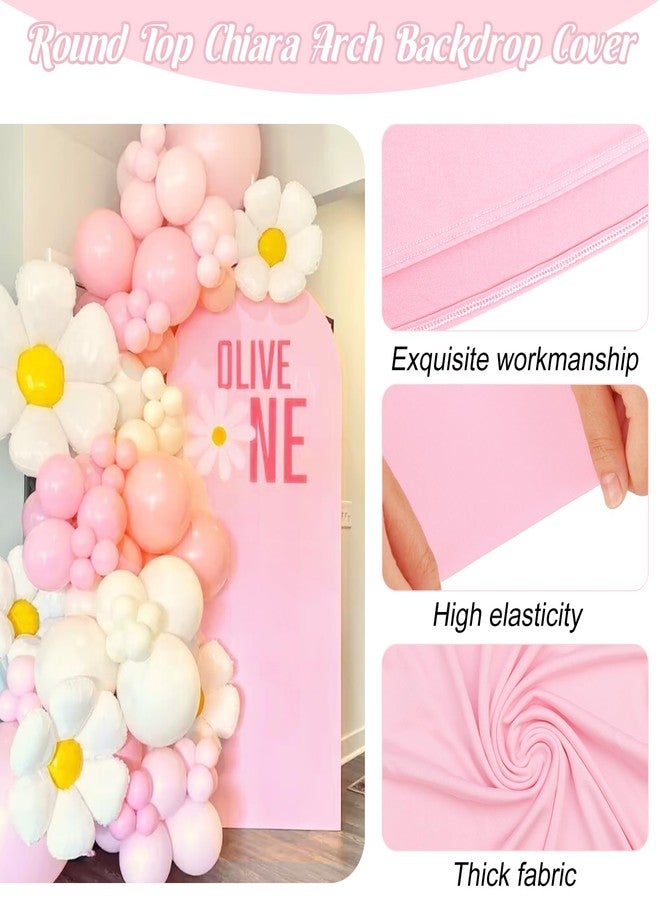 Fivenl Spandex Fitted Wedding Arch Cover 6FT Pink Arch Backdrop Cover, Round Top Chiara Backdrop Stand Covers for Wedding Birthday Party Baby Shower Banquet Arch Decoration (Pink, 6FT) - Image 3