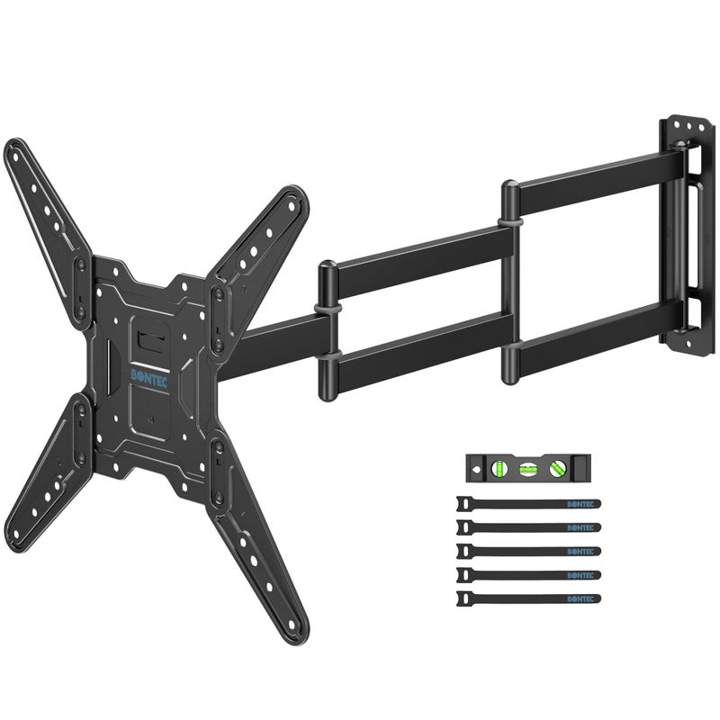 BONTEC TV Wall Mount for 26â€“65 Inch Flat and Curved Screens with 37.4 Inch Long Extension, Full Motion Swivel Design, Heavy Duty Bracket for Corner or Monitor Setup, Max VESA 400x400, Holds 77 lbs - Image 1