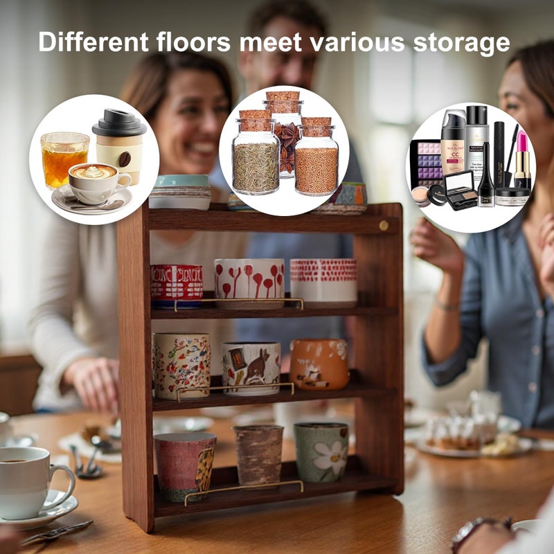 KAOTGOT Coffee Mug Holder Wooden Cup Rack Mug Display Shelf Coffee Cup Holder for Countertop 4 Tier Wood Coffee Mugs Holder for Kitchen Coffee Cup Storage - Image 5