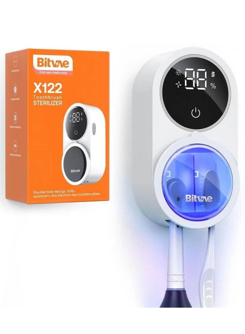 Bitvae X122 Smart UV-C Toothbrush Sanitizer & Holder with LED Display | 99.9% Germ Kill, 30-Day Battery, Fast USB-C Charging, Air Dry, Wall Mount for Electric & Manual Toothbrushes - Image 1