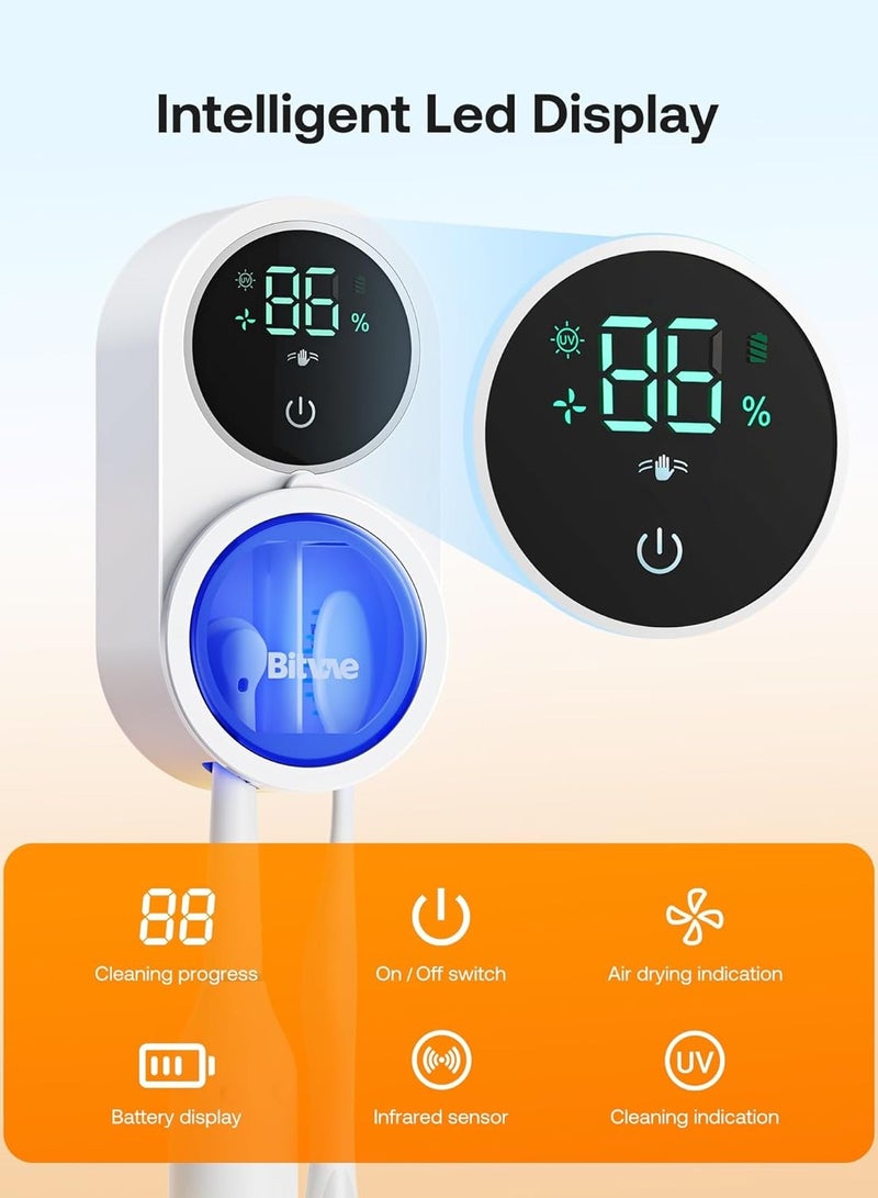 Bitvae X122 Smart UV-C Toothbrush Sanitizer & Holder with LED Display | 99.9% Germ Kill, 30-Day Battery, Fast USB-C Charging, Air Dry, Wall Mount for Electric & Manual Toothbrushes - Image 4