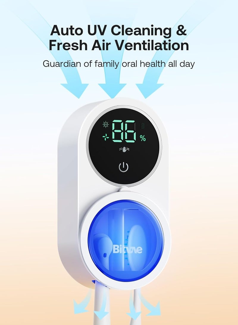 Bitvae X122 Smart UV-C Toothbrush Sanitizer & Holder with LED Display | 99.9% Germ Kill, 30-Day Battery, Fast USB-C Charging, Air Dry, Wall Mount for Electric & Manual Toothbrushes - Image 3
