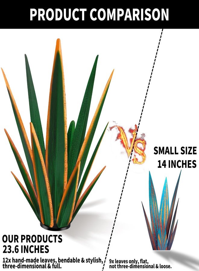 KODIBO Large Tequila Rustic Sculpture, Rustic Metal Plants for Outdoor Patio Yard, Home Decor Hand Painted Agave Garden Statue, Outdoor Lawn Ornaments Yard Stakes (Dark Green - L) - Image 4