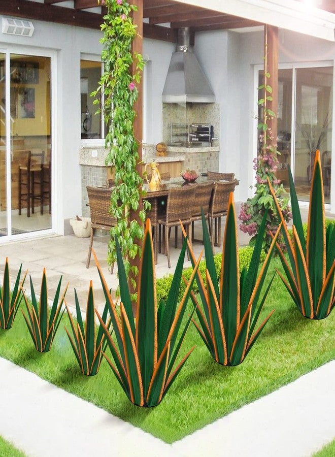 KODIBO Large Tequila Rustic Sculpture, Rustic Metal Plants for Outdoor Patio Yard, Home Decor Hand Painted Agave Garden Statue, Outdoor Lawn Ornaments Yard Stakes (Dark Green - L) - Image 3