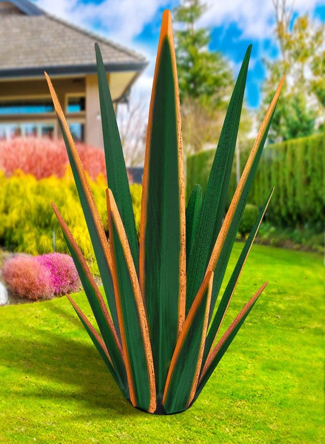 KODIBO Large Tequila Rustic Sculpture, Rustic Metal Plants for Outdoor Patio Yard, Home Decor Hand Painted Agave Garden Statue, Outdoor Lawn Ornaments Yard Stakes (Dark Green - L) - Image 1