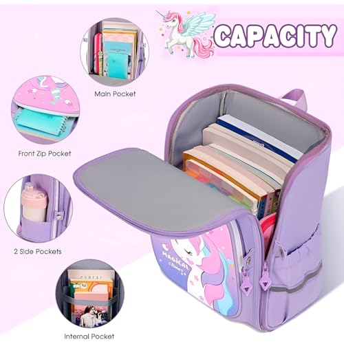 DREAM DOODLE Unicorn Backpack 3D Three-dimensional for Kids Girls Stylish Durable Water-Resistant Backpack Shoulder School Bags for Girls Kids Birthday & Rakhi Gift - Purple - Image 5