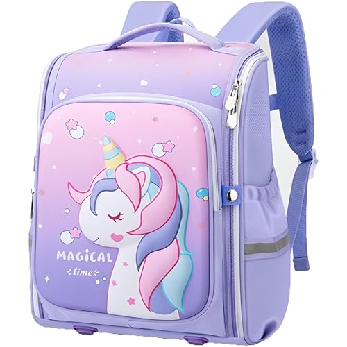 DREAM DOODLE Unicorn Backpack 3D Three-dimensional for Kids Girls Stylish Durable Water-Resistant Backpack Shoulder School Bags for Girls Kids Birthday & Rakhi Gift - Purple - Image 1