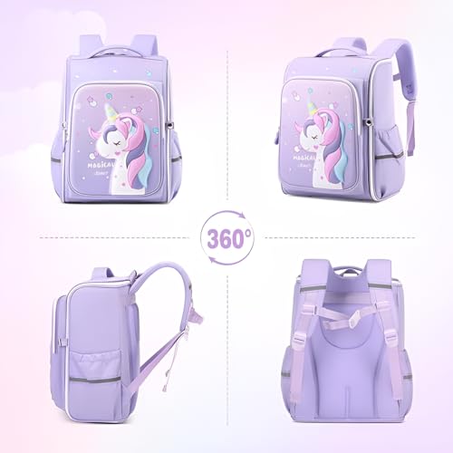 DREAM DOODLE Unicorn Backpack 3D Three-dimensional for Kids Girls Stylish Durable Water-Resistant Backpack Shoulder School Bags for Girls Kids Birthday & Rakhi Gift - Purple - Image 4