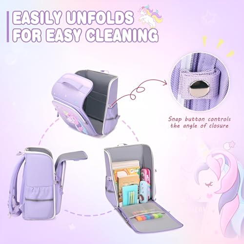 DREAM DOODLE Unicorn Backpack 3D Three-dimensional for Kids Girls Stylish Durable Water-Resistant Backpack Shoulder School Bags for Girls Kids Birthday & Rakhi Gift - Purple - Image 2