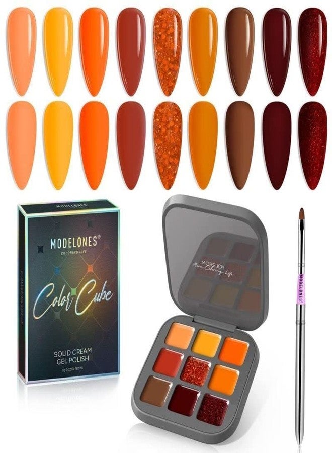 MODELONES 9 Shades Palette Solid Cream Pudding Gel from BELLE GAGA® UV Gel Polish Color Cube W/Pro Nail Art Brush Upgraded Creame Manicure Palette Soak Off LED Nail Art Kit Salon DIY - Needs UV Lamp to Cure (B101080028A) - Image 1