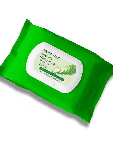 Cleansing Wipes Aloe Vera Series Cucumber Extract 25 Pcs