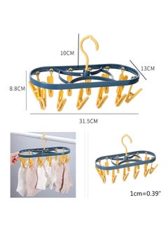 sokany Drying Clothes Clips, Oval Drying Rack with 12PCS Foldable Clip and Drip Hangers, Drying Rack for Socks, Underwear, Clothes, Indoor Travel Laundry Hanger, Space Saving Hanger (Multicolour)  - Image 2