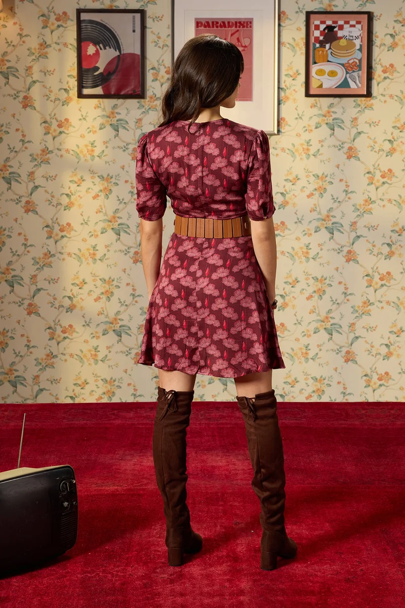 فيرجيو Viscose Floral Brunchwear Print Dresses for Women