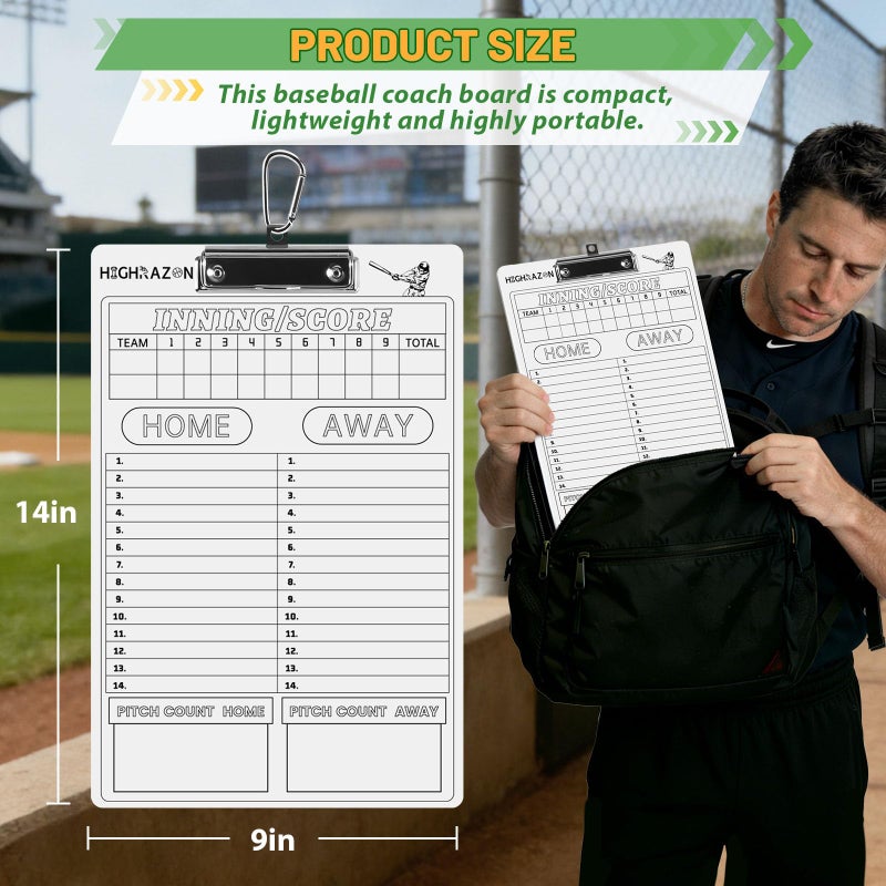 HIGHRAZON Baseball Coaches Clipboard, White Double-Sided Dry Erase Coach Clipboard, Softball Whiteboard for Coaches, Lineup White Board with Marker for Coaches Gift - Image 3
