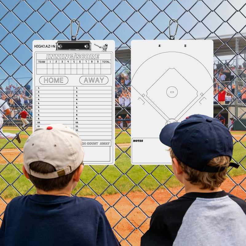 HIGHRAZON Baseball Coaches Clipboard, White Double-Sided Dry Erase Coach Clipboard, Softball Whiteboard for Coaches, Lineup White Board with Marker for Coaches Gift - Image 2