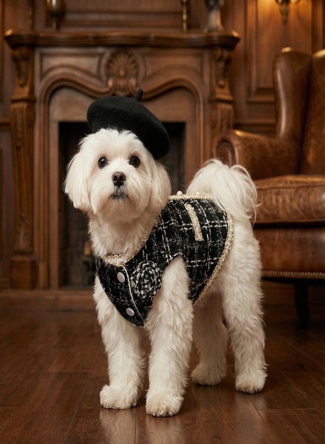 Littledropet Luxury Dog Tweed Suit and Beret Hat Vintage Pet Clothes,S - Image 2