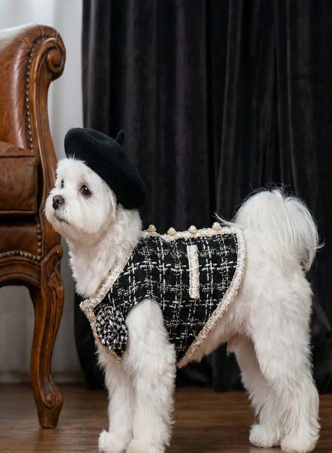 Littledropet Luxury Dog Tweed Suit and Beret Hat Vintage Pet Clothes,S - Image 3