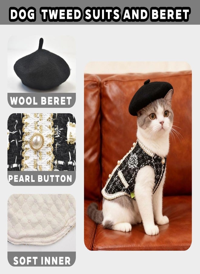 Littledropet Luxury Dog Tweed Suit and Beret Hat Vintage Pet Clothes,S - Image 5