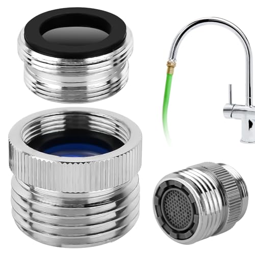 ZEVOFIUR Faucet To Garden Hose Adapter,Brass Adapter Kit With Aerator,Sink Faucet To Garden Hose For Bathroom and Kitchen,3/4" Ght Thread Chrome - Image 1