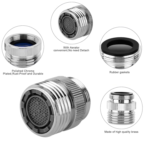 ZEVOFIUR Faucet To Garden Hose Adapter,Brass Adapter Kit With Aerator,Sink Faucet To Garden Hose For Bathroom and Kitchen,3/4" Ght Thread Chrome - Image 5