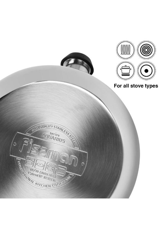 Fissman Whistling Tea Kettle 2.5L, Stainless Steel 18/10 INOX304 Kettle | Mirror-Polished Finish | Bakelite Handle | Induction Bottom for all Cooktops | Indoor and Outdoor Cookware, Dishwasher Safe  - Image 3