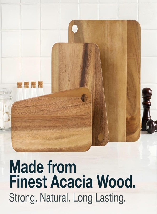 Sango Acacia Cutting Board Set with Slant Edge and Hanging Holes, 3-Piece - Wood Chopping Boards, Stackable & Reversible for Kitchen, Non-Toxic, Perfect as Butcher Block Countertop, Atelier - Image 2
